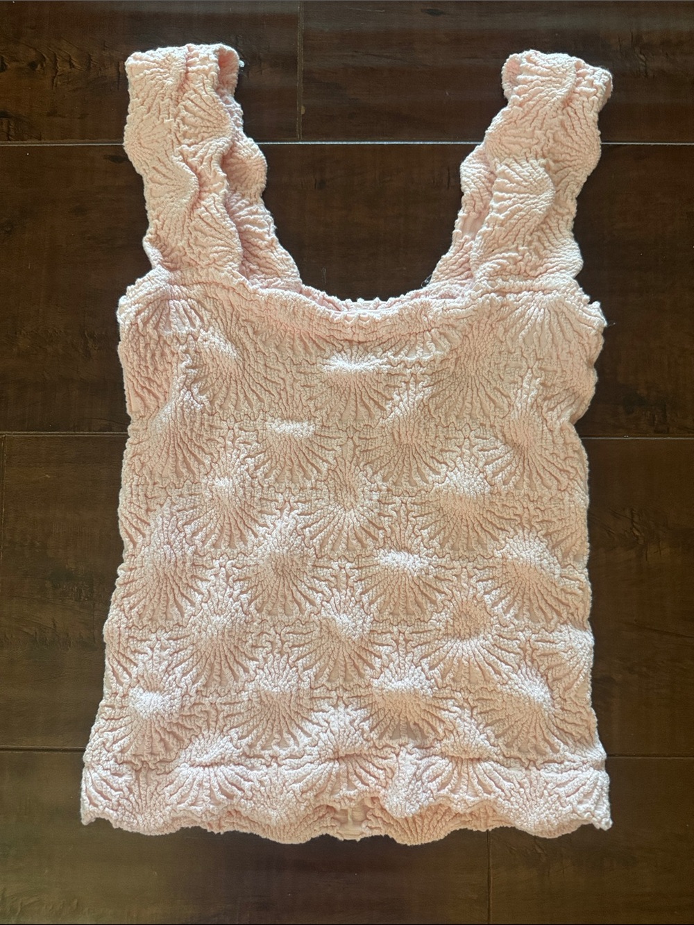 Free People Love Letter Jacquard Camisole Tank Top Light Pink, Sz XS/S, Like New